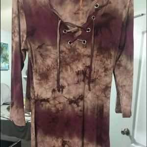 Boho fitted tie dye dress
